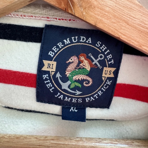 Men’s Kiel James Patrick Striped Half-Zip Sweater - White, Black, Red size xl - Picture 5 of 5